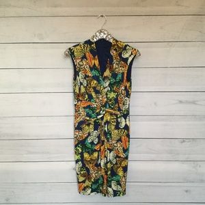 Ellen Tracy butterfly sleeveless v neck dress 8